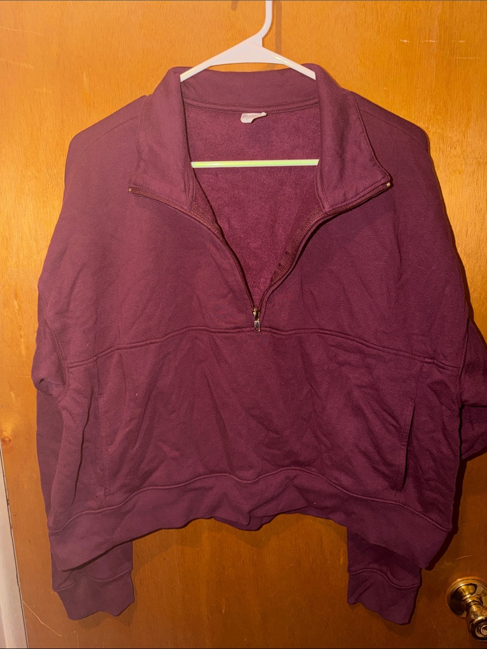 No Boundaries Women's Cropped Quarter-Zip Pullover - Wine